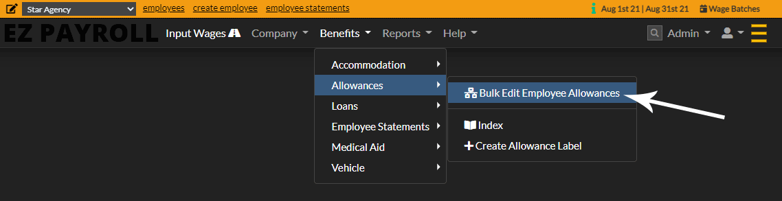 Click the Bulk Edit Employee Allowances button