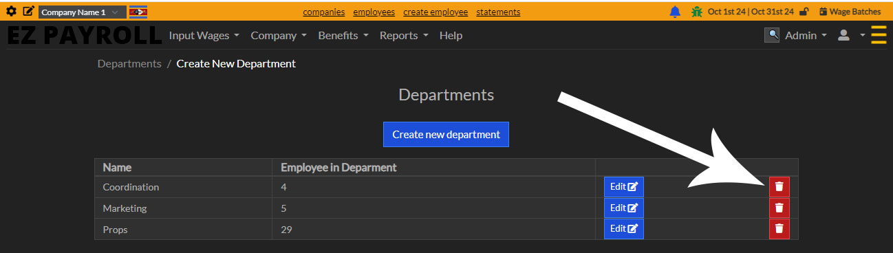 Delete Company Department